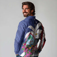 United States Guam Long Sleeve Polo Shirt USA Eagle Guahan Seal Bougainvillea - Wonder Print Shop