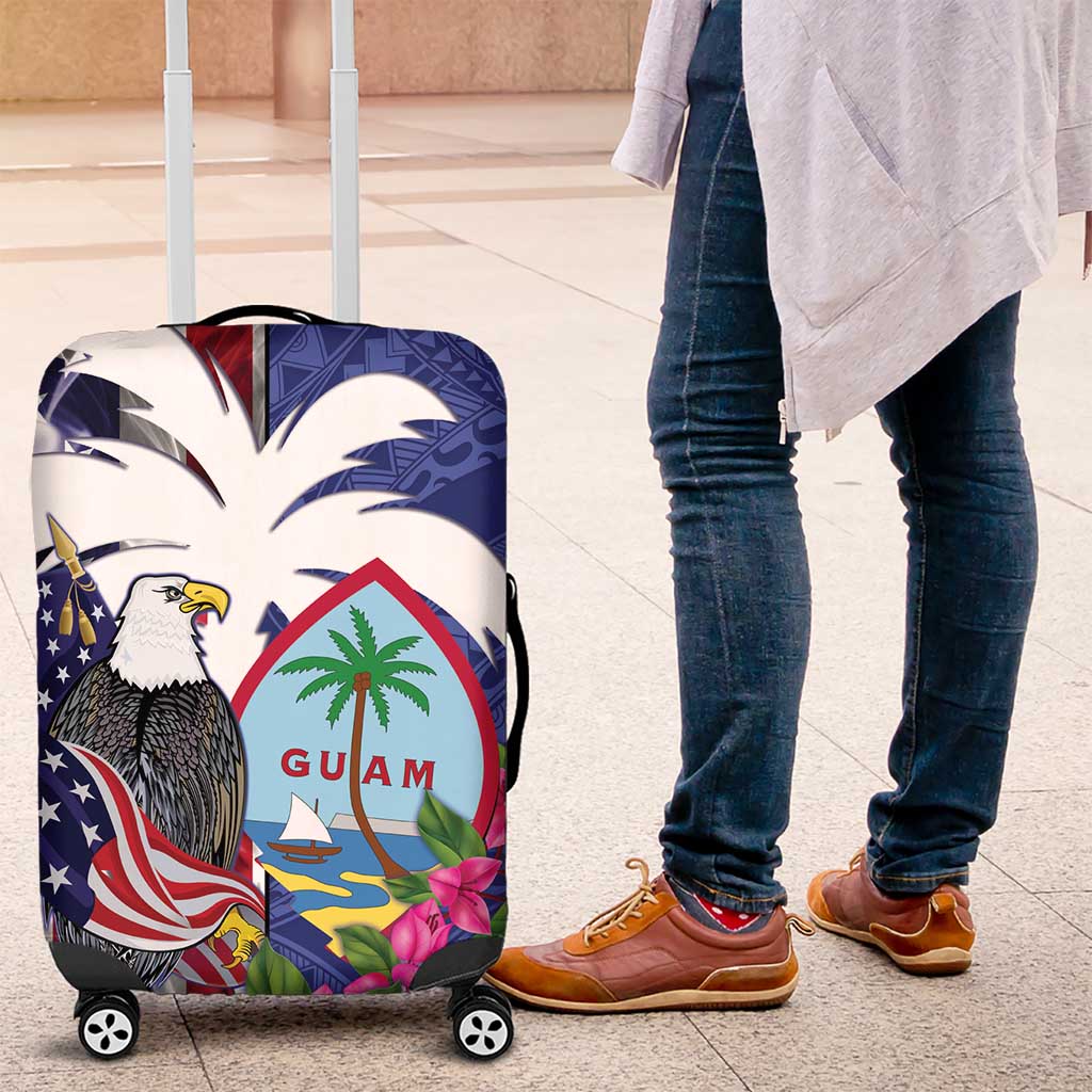 United States Guam Luggage Cover USA Eagle Guahan Seal Bougainvillea - Wonder Print Shop