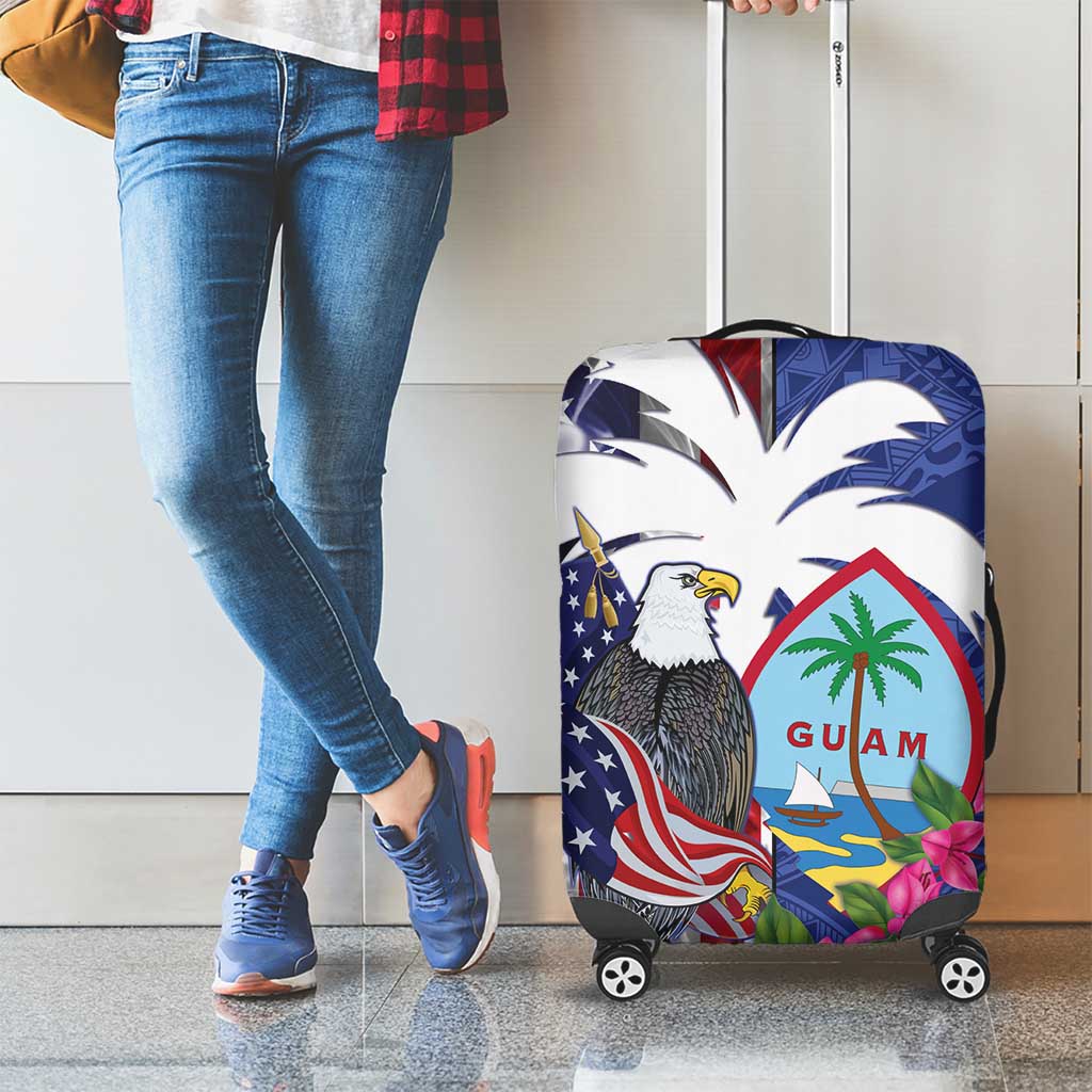United States Guam Luggage Cover USA Eagle Guahan Seal Bougainvillea - Wonder Print Shop