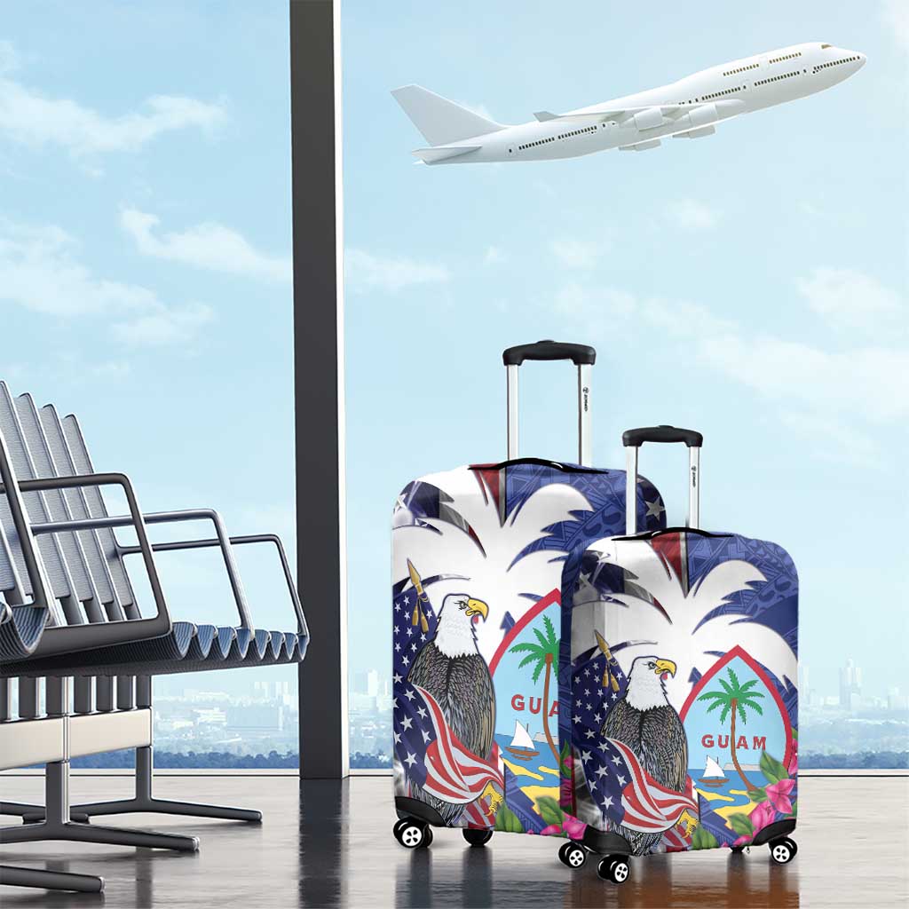 United States Guam Luggage Cover USA Eagle Guahan Seal Bougainvillea - Wonder Print Shop
