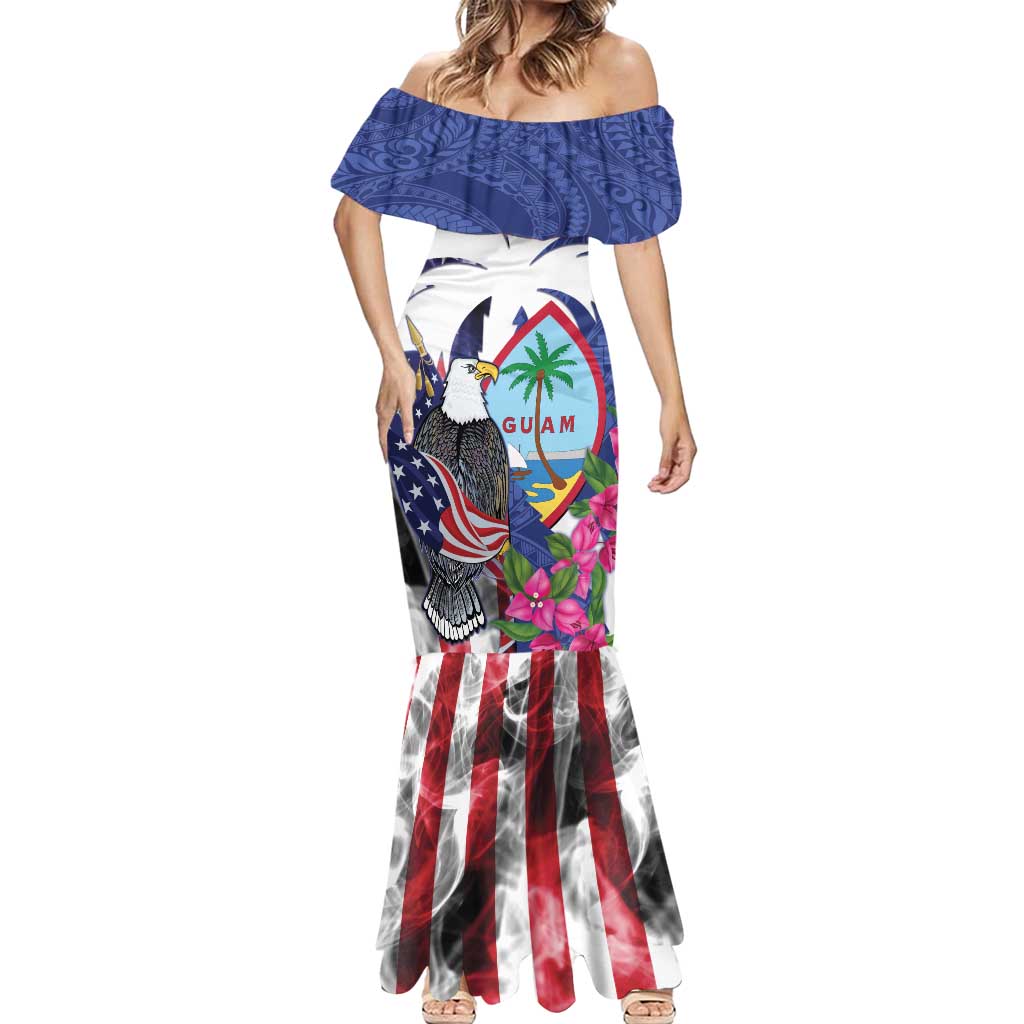 United States Guam Mermaid Dress USA Eagle Guahan Seal Bougainvillea - Wonder Print Shop