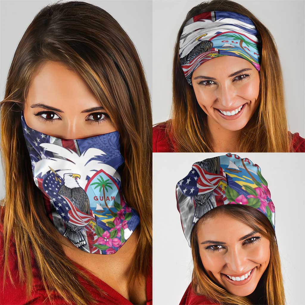 United States Guam Neck Gaiter USA Eagle Guahan Seal Bougainvillea - Wonder Print Shop