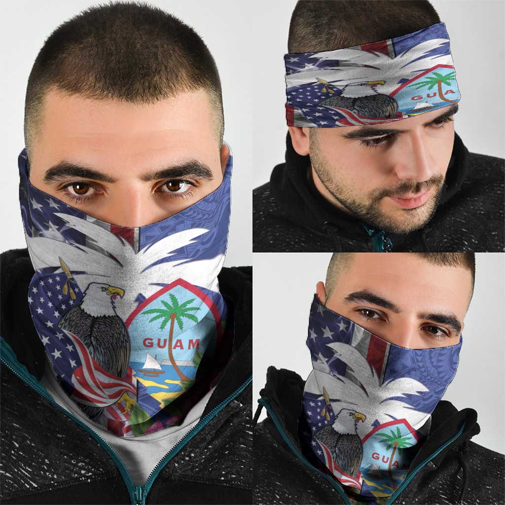 United States Guam Neck Gaiter USA Eagle Guahan Seal Bougainvillea - Wonder Print Shop
