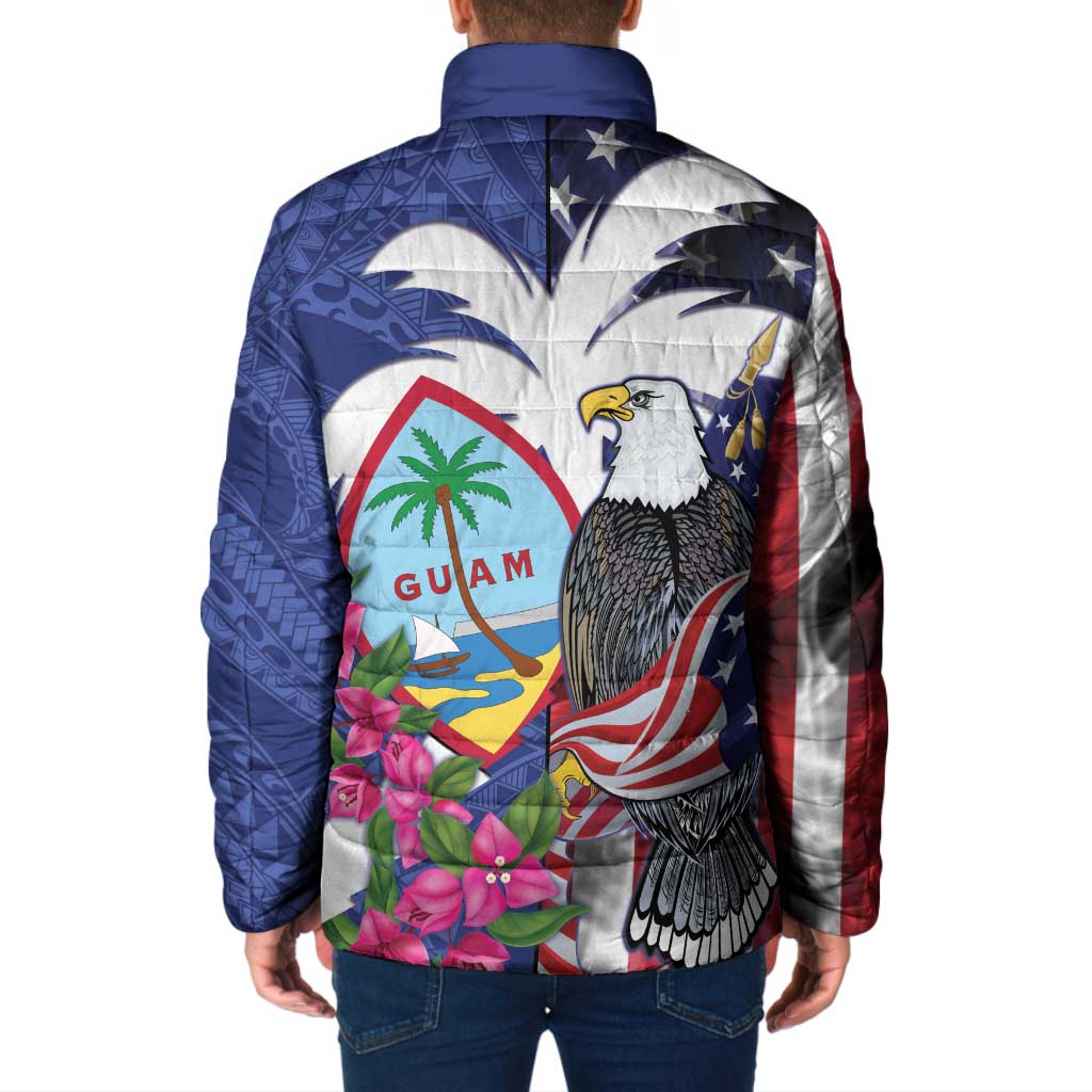 United States Guam Padded Jacket USA Eagle Guahan Seal Bougainvillea - Wonder Print Shop