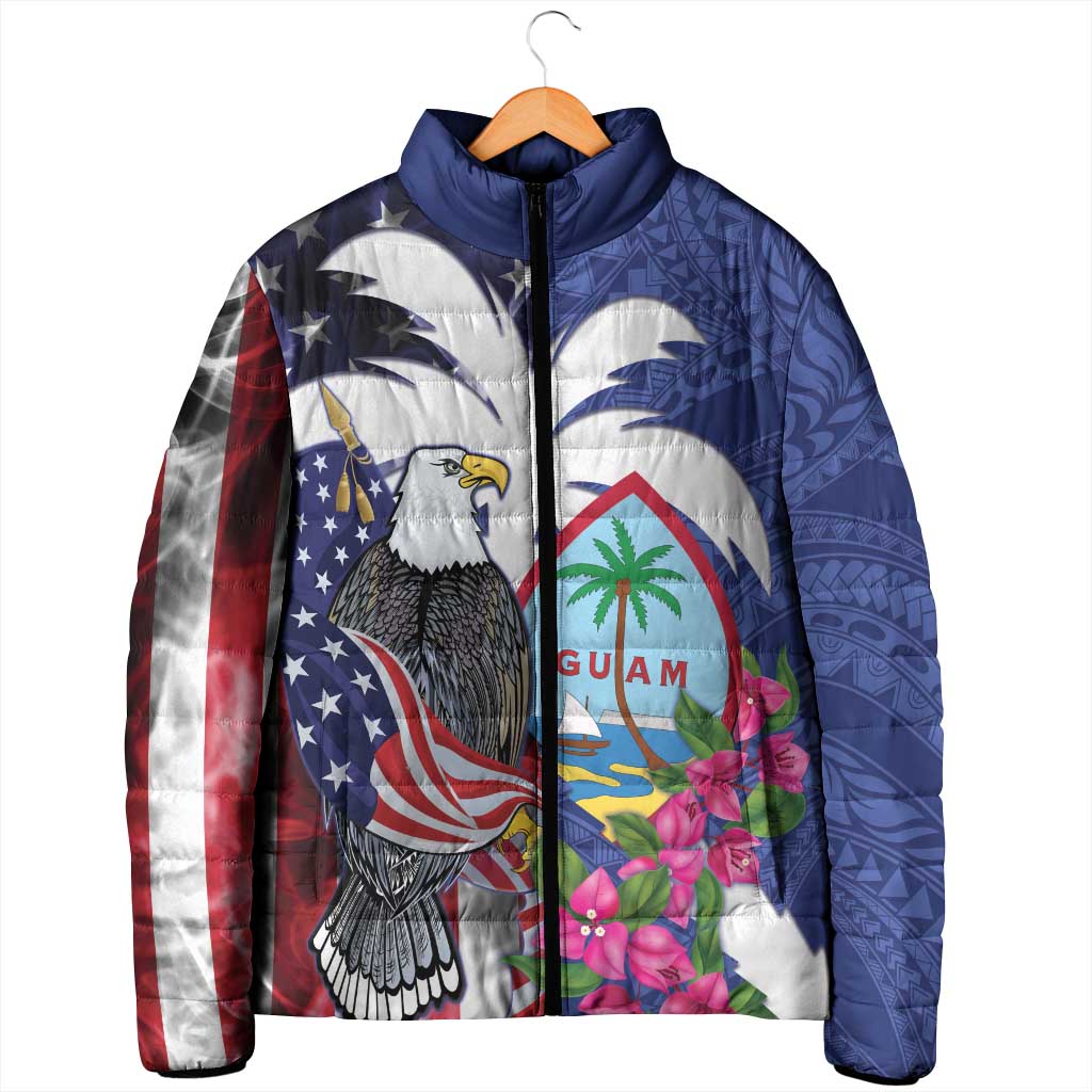 United States Guam Padded Jacket USA Eagle Guahan Seal Bougainvillea - Wonder Print Shop