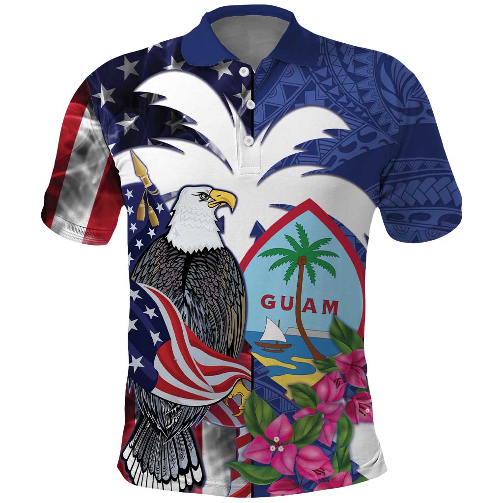 United States Guam Polo Shirt USA Eagle Guahan Seal Bougainvillea - Wonder Print Shop