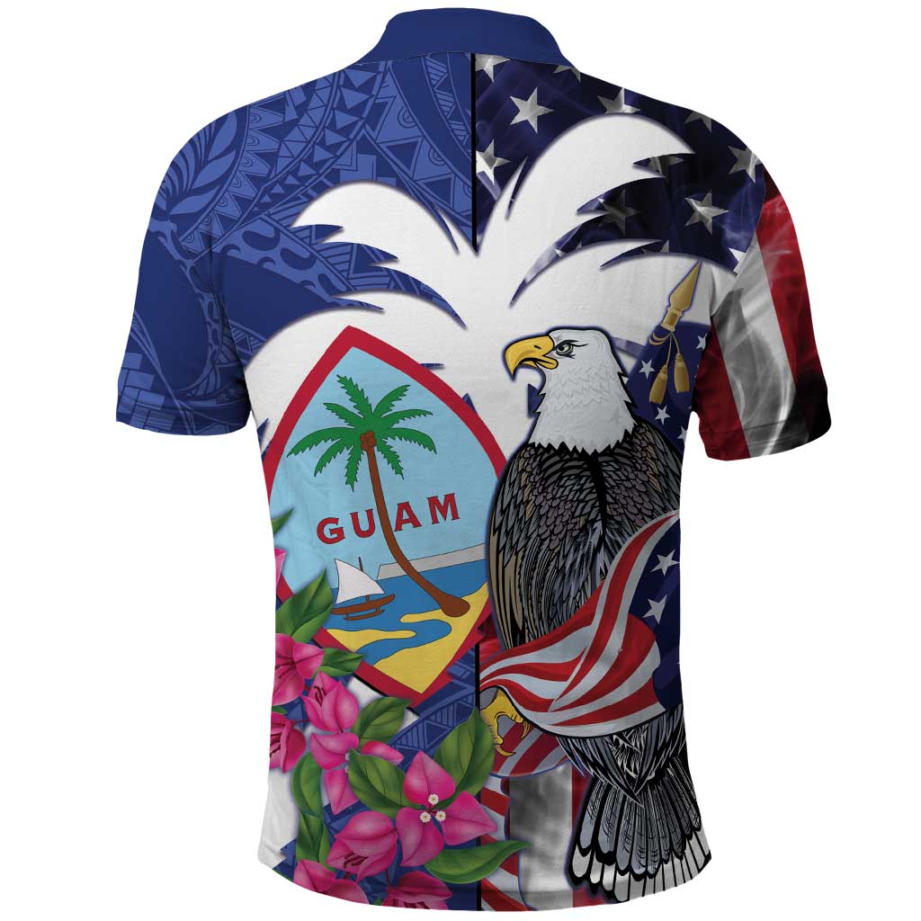 United States Guam Polo Shirt USA Eagle Guahan Seal Bougainvillea - Wonder Print Shop