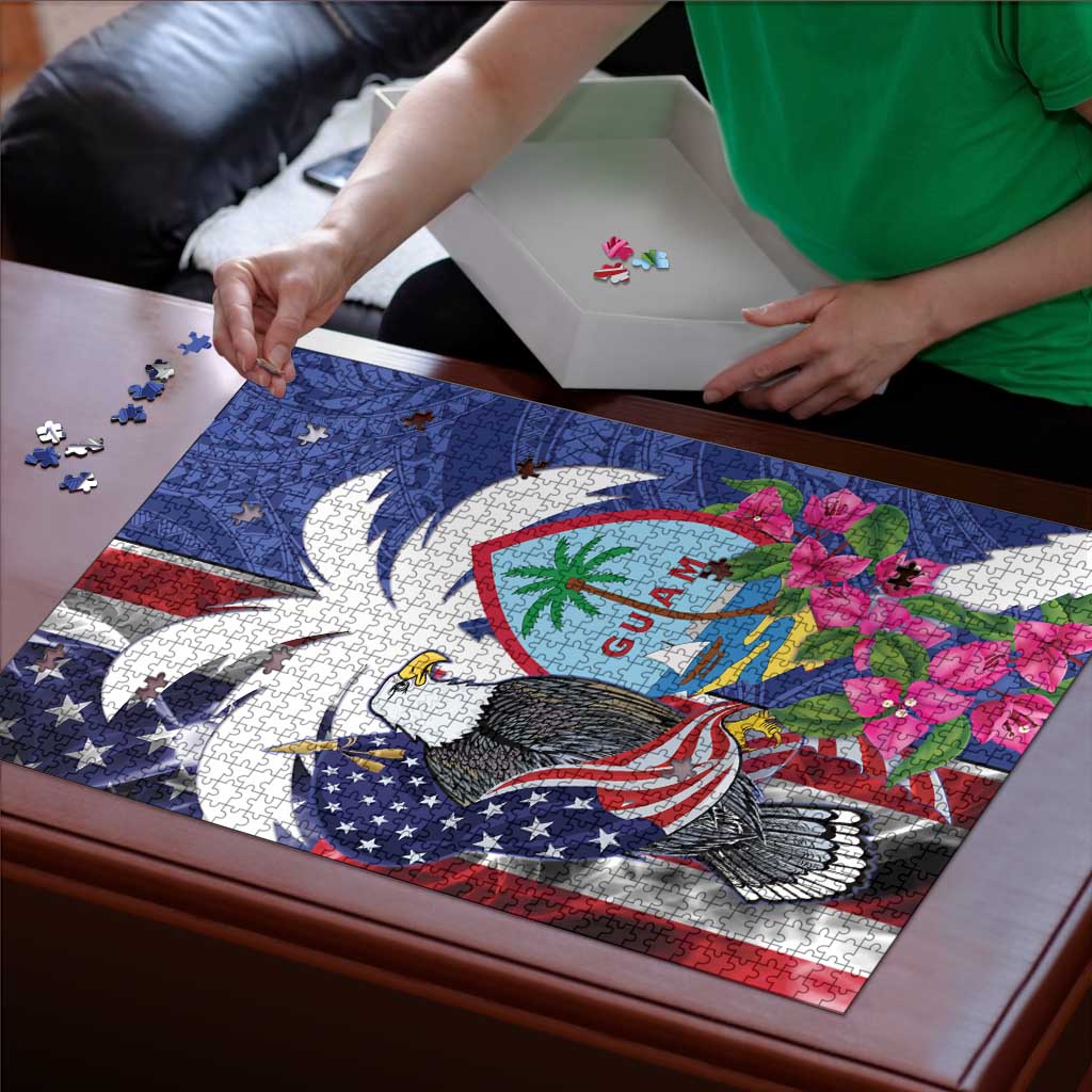 United States Guam Puzzle USA Eagle Guahan Seal Bougainvillea - Wonder Print Shop