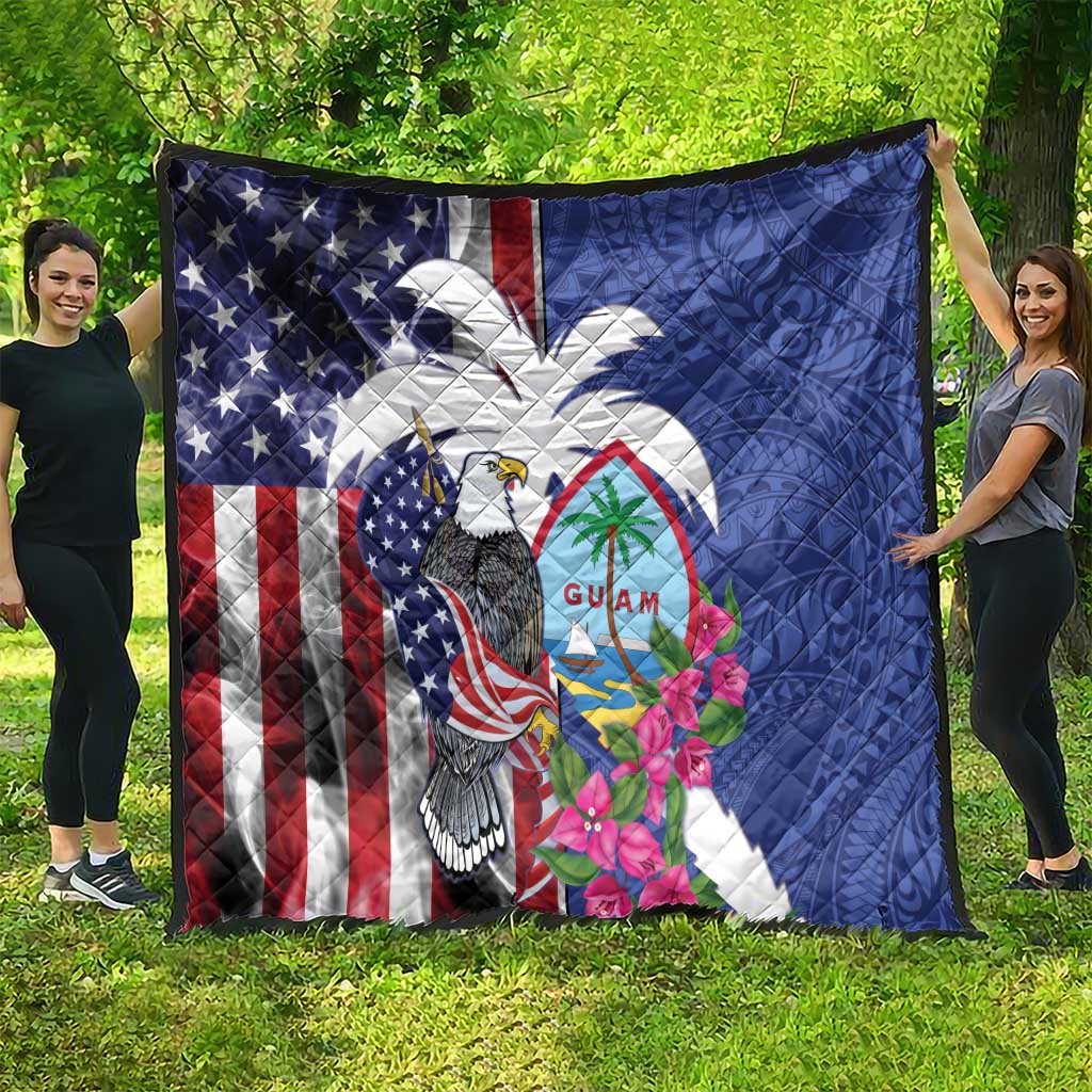 United States Guam Quilt USA Eagle Guahan Seal Bougainvillea - Wonder Print Shop