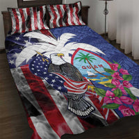 United States Guam Quilt Bed Set USA Eagle Guahan Seal Bougainvillea - Wonder Print Shop