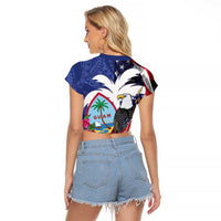 United States Guam Raglan Cropped T Shirt USA Eagle Guahan Seal Bougainvillea - Wonder Print Shop