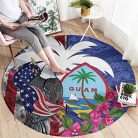 United States Guam Round Carpet USA Eagle Guahan Seal Bougainvillea - Wonder Print Shop