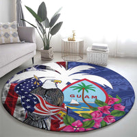 United States Guam Round Carpet USA Eagle Guahan Seal Bougainvillea - Wonder Print Shop