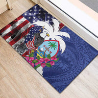 United States Guam Rubber Doormat USA Eagle Guahan Seal Bougainvillea - Wonder Print Shop