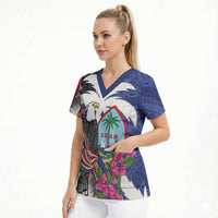 United States Guam Scrub Top USA Eagle Guahan Seal Bougainvillea - Wonder Print Shop