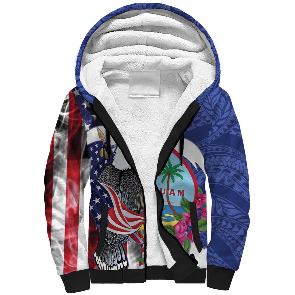 United States Guam Sherpa Hoodie USA Eagle Guahan Seal Bougainvillea - Wonder Print Shop