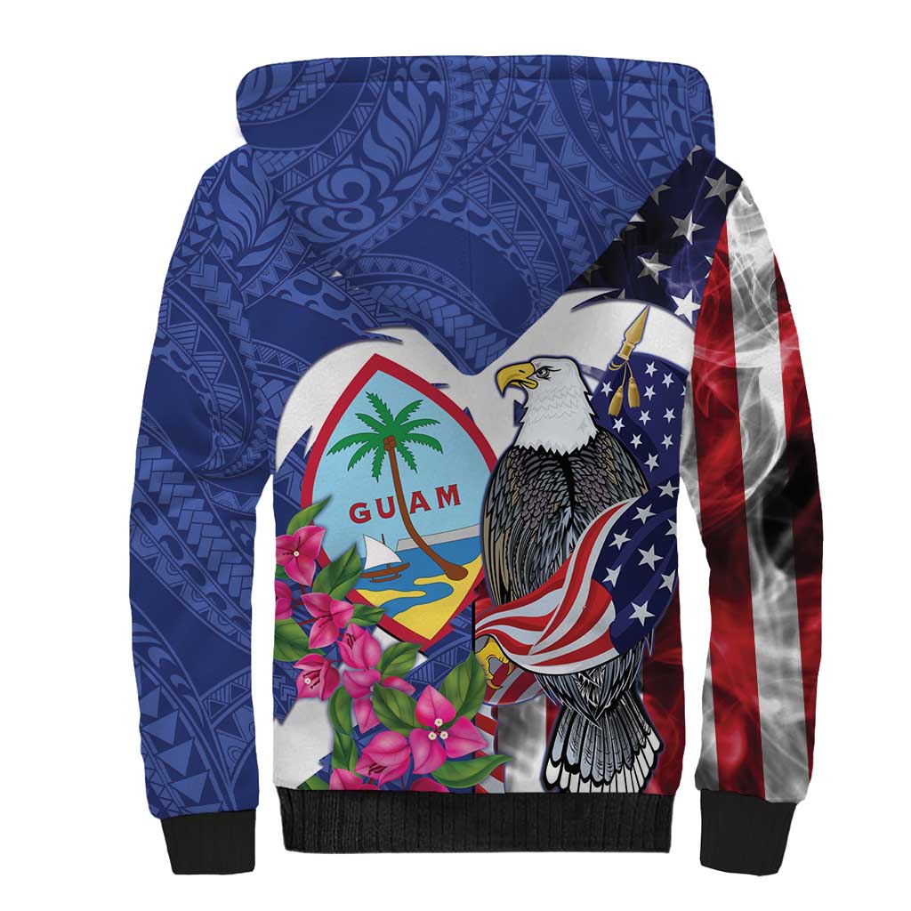United States Guam Sherpa Hoodie USA Eagle Guahan Seal Bougainvillea - Wonder Print Shop