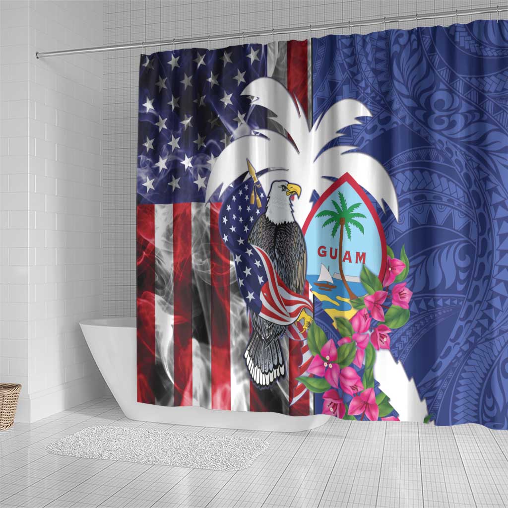 United States Guam Shower Curtain USA Eagle Guahan Seal Bougainvillea - Wonder Print Shop