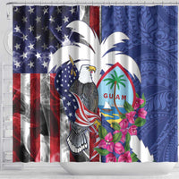 United States Guam Shower Curtain USA Eagle Guahan Seal Bougainvillea - Wonder Print Shop