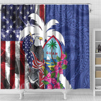 United States Guam Shower Curtain USA Eagle Guahan Seal Bougainvillea - Wonder Print Shop