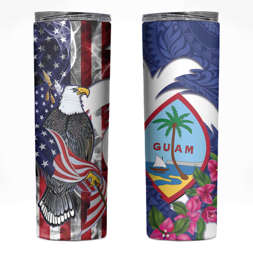 United States Guam Skinny Tumbler USA Eagle Guahan Seal Bougainvillea - Wonder Print Shop