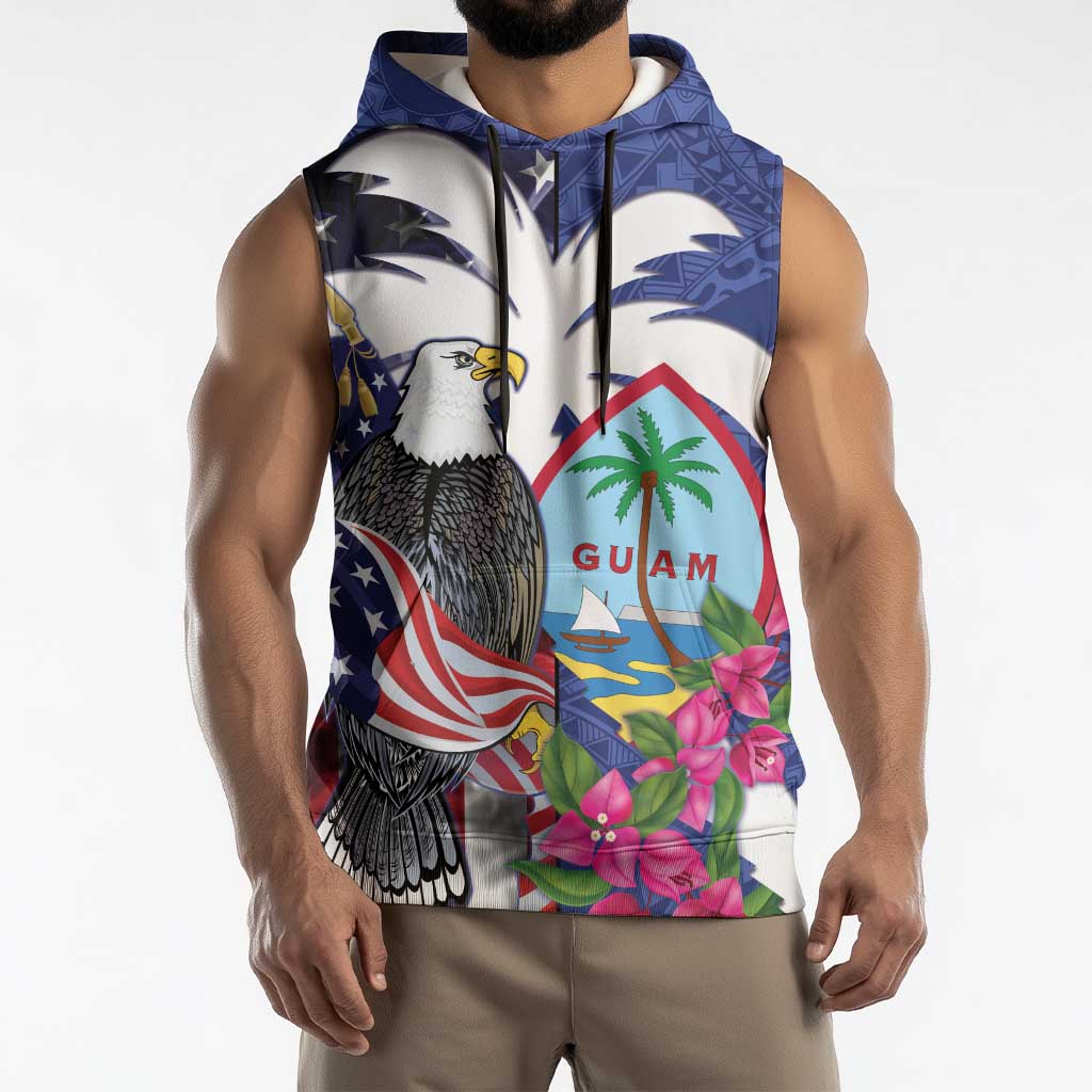 United States Guam Sleeveless Hoodie USA Eagle Guahan Seal Bougainvillea - Wonder Print Shop