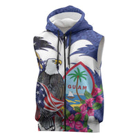 United States Guam Sleeveless Zip Hoodie USA Eagle Guahan Seal Bougainvillea - Wonder Print Shop