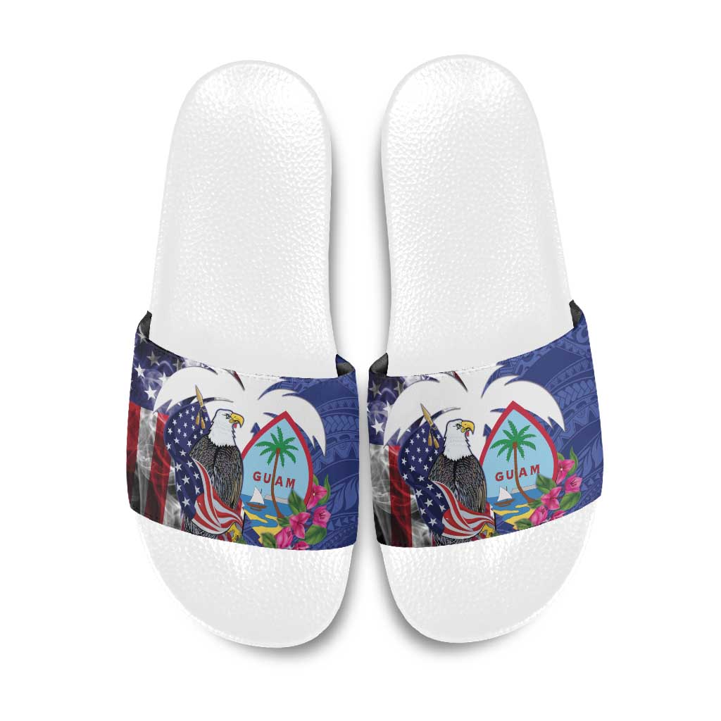 United States Guam Slide Sandals USA Eagle Guahan Seal Bougainvillea - Wonder Print Shop