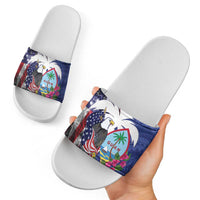 United States Guam Slide Sandals USA Eagle Guahan Seal Bougainvillea - Wonder Print Shop