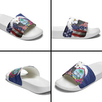 United States Guam Slide Sandals USA Eagle Guahan Seal Bougainvillea - Wonder Print Shop