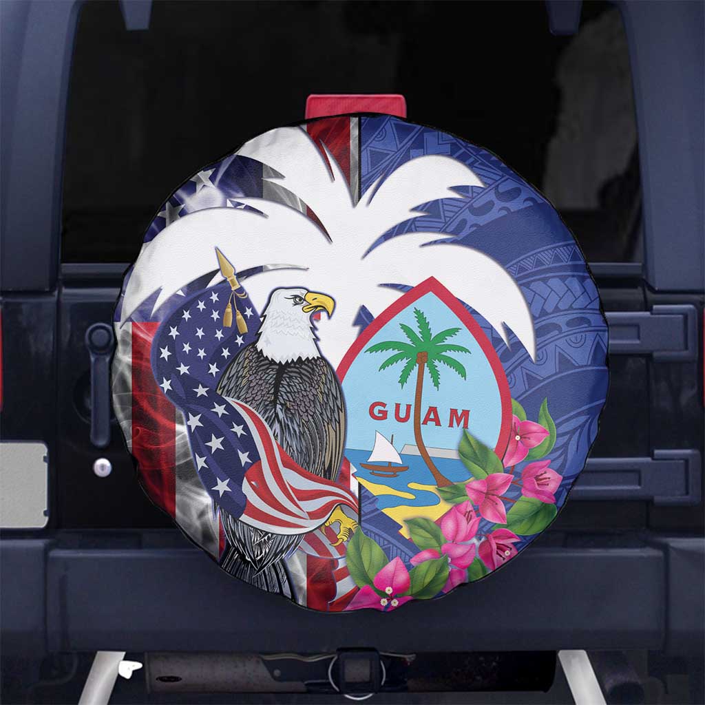 United States Guam Spare Tire Cover USA Eagle Guahan Seal Bougainvillea - Wonder Print Shop
