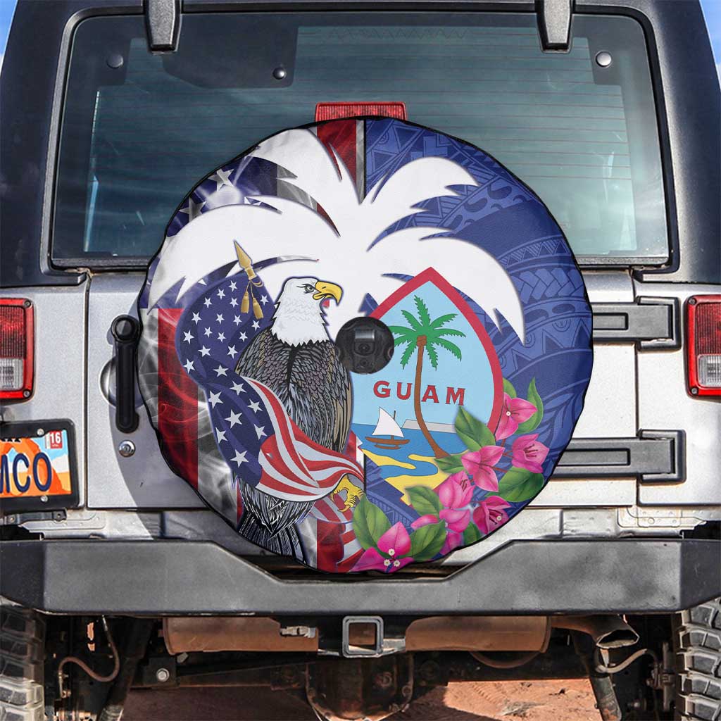 United States Guam Spare Tire Cover USA Eagle Guahan Seal Bougainvillea - Wonder Print Shop