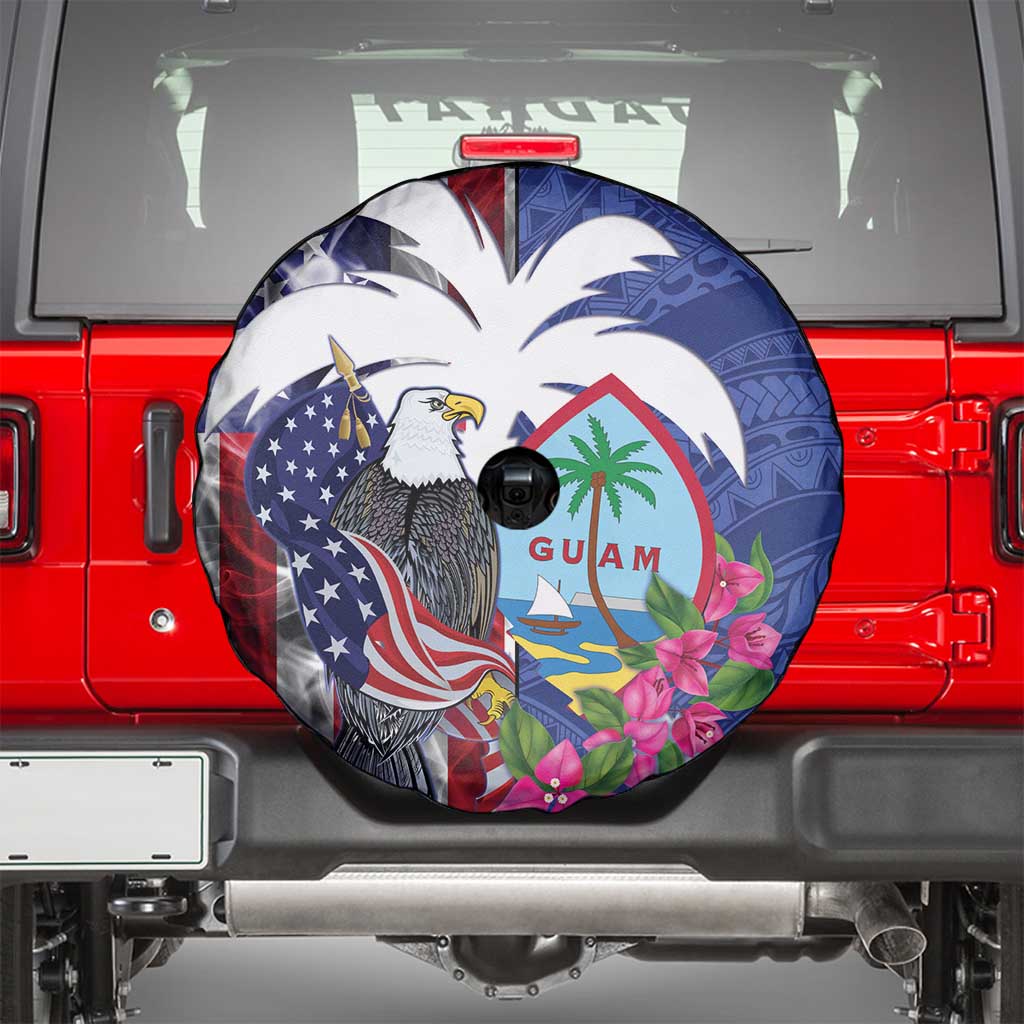 United States Guam Spare Tire Cover USA Eagle Guahan Seal Bougainvillea - Wonder Print Shop