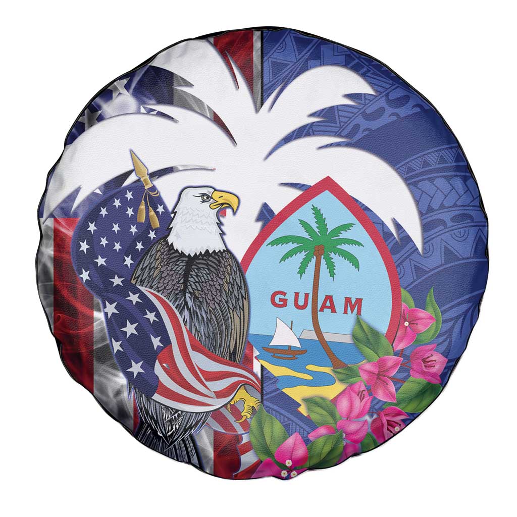United States Guam Spare Tire Cover USA Eagle Guahan Seal Bougainvillea - Wonder Print Shop