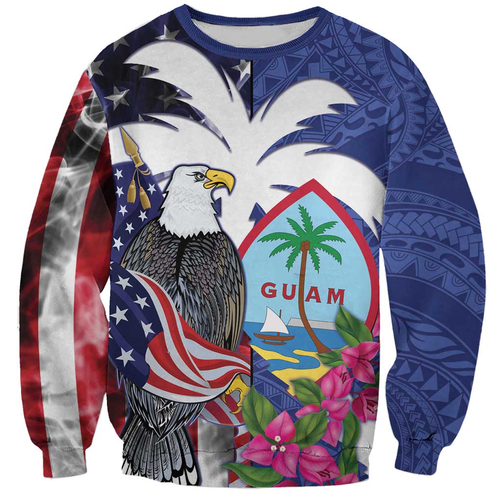United States Guam Sweatshirt USA Eagle Guahan Seal Bougainvillea - Wonder Print Shop