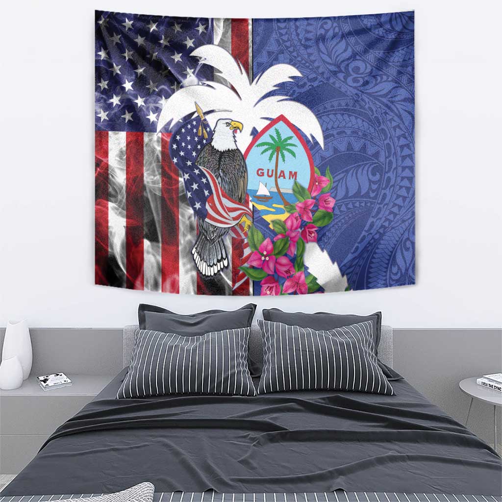 United States Guam Tapestry USA Eagle Guahan Seal Bougainvillea - Wonder Print Shop