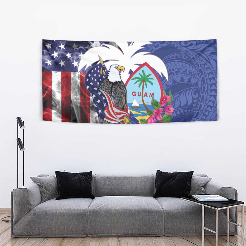 United States Guam Tapestry USA Eagle Guahan Seal Bougainvillea - Wonder Print Shop