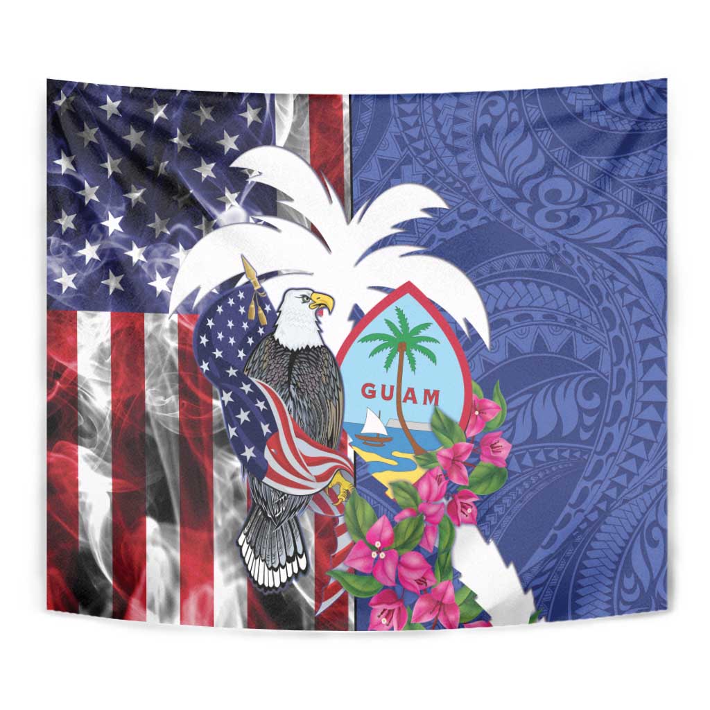United States Guam Tapestry USA Eagle Guahan Seal Bougainvillea - Wonder Print Shop