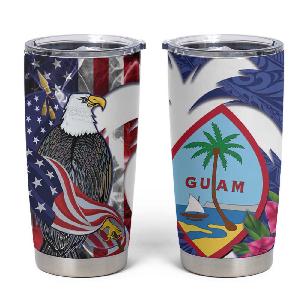 United States Guam Tumbler Cup USA Eagle Guahan Seal Bougainvillea - Wonder Print Shop
