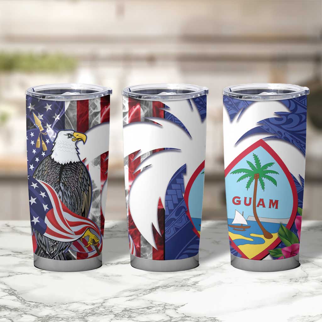 United States Guam Tumbler Cup USA Eagle Guahan Seal Bougainvillea - Wonder Print Shop