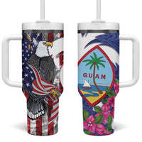 United States Guam Tumbler With Handle USA Eagle Guahan Seal Bougainvillea - Wonder Print Shop