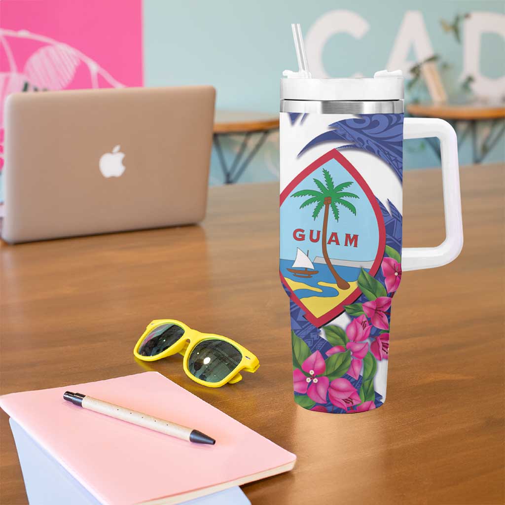 United States Guam Tumbler With Handle USA Eagle Guahan Seal Bougainvillea - Wonder Print Shop