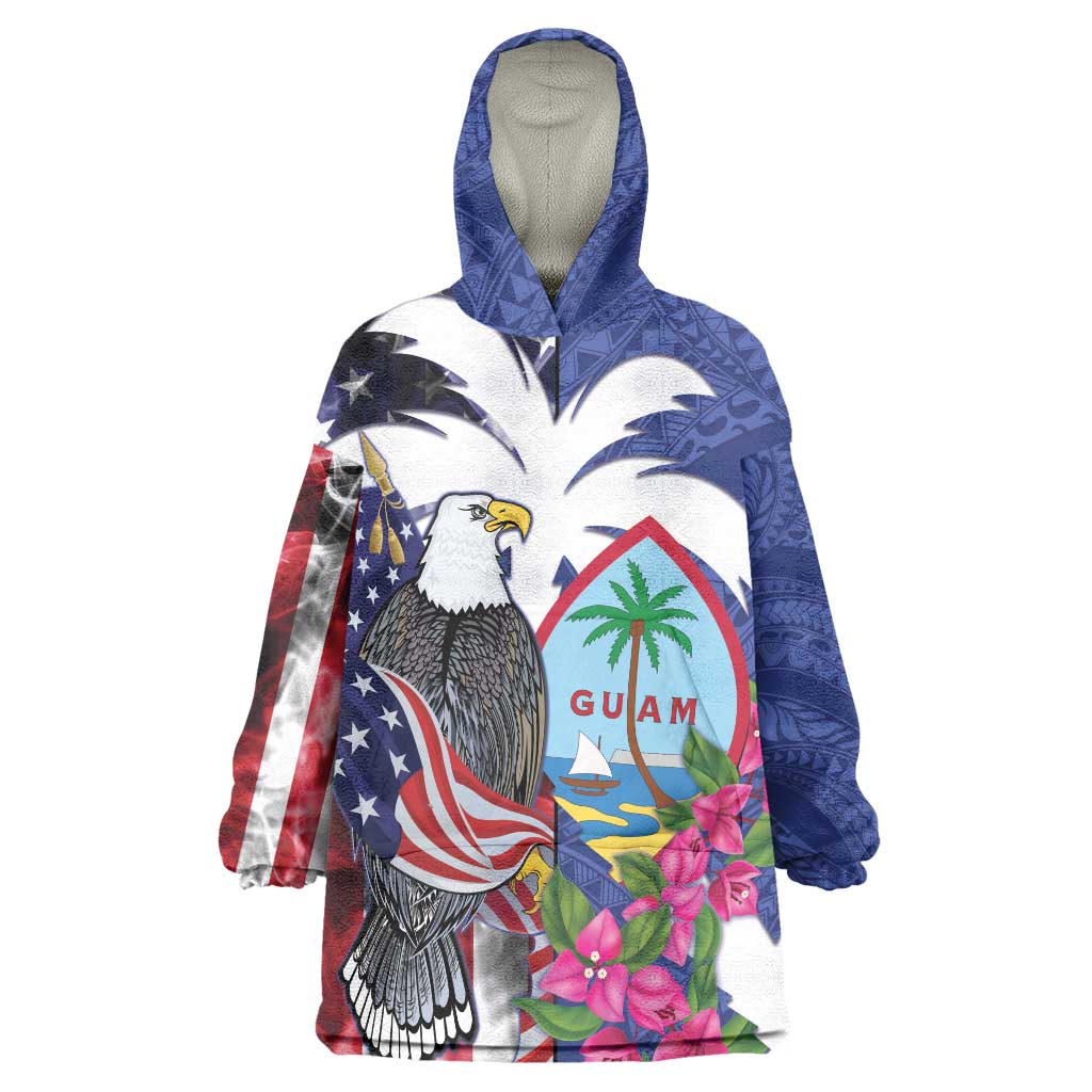 United States Guam Wearable Blanket Hoodie USA Eagle Guahan Seal Bougainvillea - Wonder Print Shop