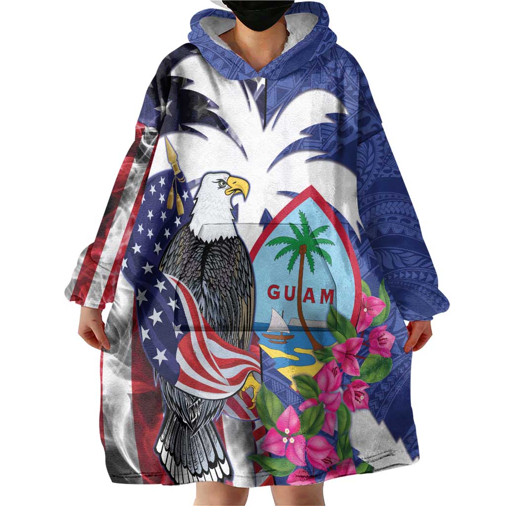 United States Guam Wearable Blanket Hoodie USA Eagle Guahan Seal Bougainvillea - Wonder Print Shop