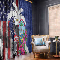 United States Guam Window Curtain USA Eagle Guahan Seal Bougainvillea - Wonder Print Shop