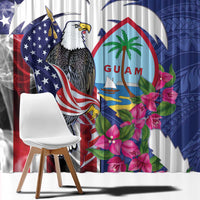 United States Guam Window Curtain USA Eagle Guahan Seal Bougainvillea - Wonder Print Shop
