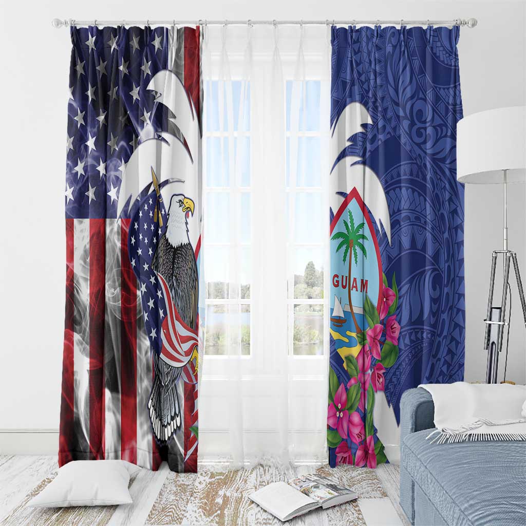 United States Guam Window Curtain USA Eagle Guahan Seal Bougainvillea - Wonder Print Shop