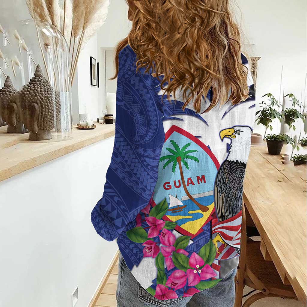 United States Guam Women Casual Shirt USA Eagle Guahan Seal Bougainvillea - Wonder Print Shop