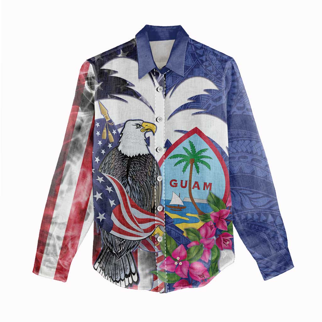 United States Guam Women Casual Shirt USA Eagle Guahan Seal Bougainvillea - Wonder Print Shop
