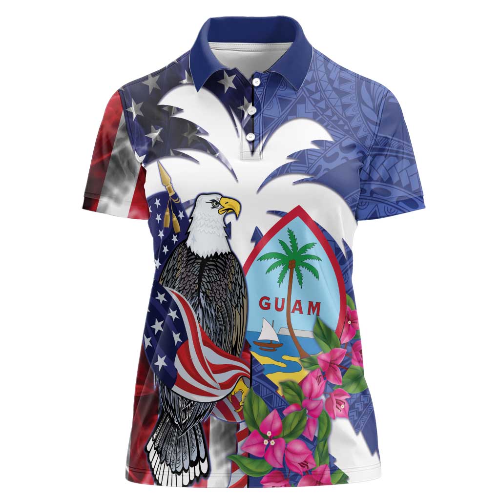 United States Guam Women Polo Shirt USA Eagle Guahan Seal Bougainvillea - Wonder Print Shop